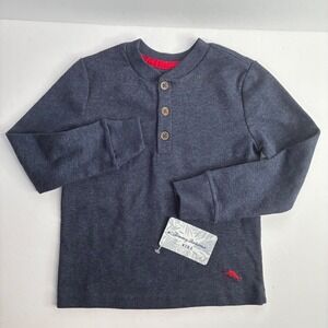 Tommy Bahama Shirt Boys Size 4 Waffle Knit Henley Button-Up Long‎ Sleeve